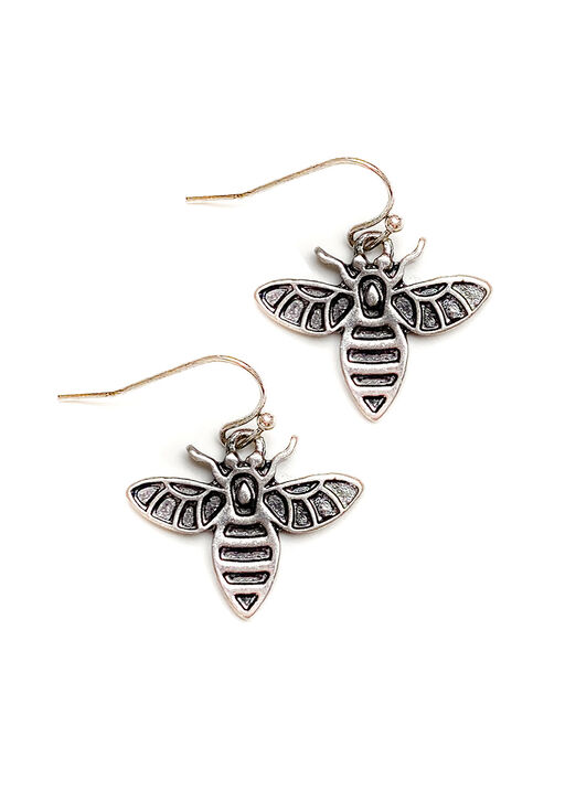 Bee Dangle Earrings, Silver, original