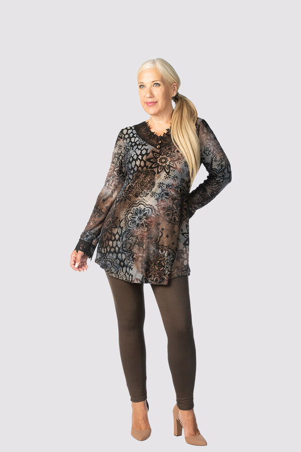 Bronzy Lacey Tunic , Brown, original image number 0