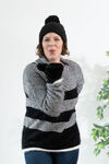Eyelash Colorblock Sweater , Black, original image number 0