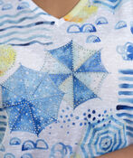 Short Sleeve Embellished Knit Top, Blue, original image number 2
