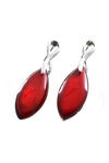 Ruby Red Drop Earrings, Silver, original image number 0