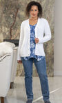 Button Front Tight-Knit Cardigan, White, original image number 2