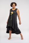 Sunflower Print Hi-Lo Dress, Black, original image number 0