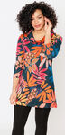 Tropical Leafy Cowl Tunic, Rust, original image number 0