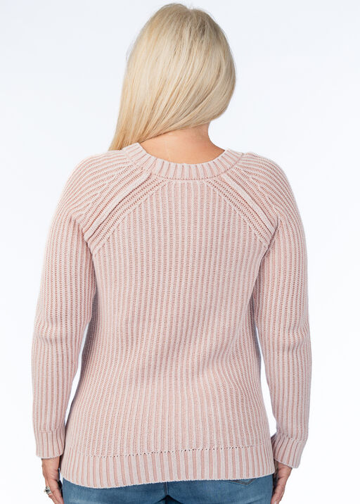 Braided Cotton Sweater, Pink, original