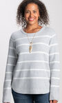 In Motion Striped Knit Sweater, Grey, original image number 0