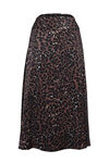 Leopard Print Sateen A-Line Skirt, Brown, original image number 0
