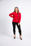 Long Sleeve Rhinestone Flower Sweater , Red, original image number 0