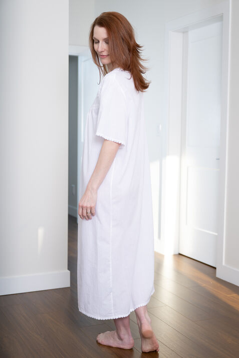 100% Cotton Full Length Nightgown, White, original