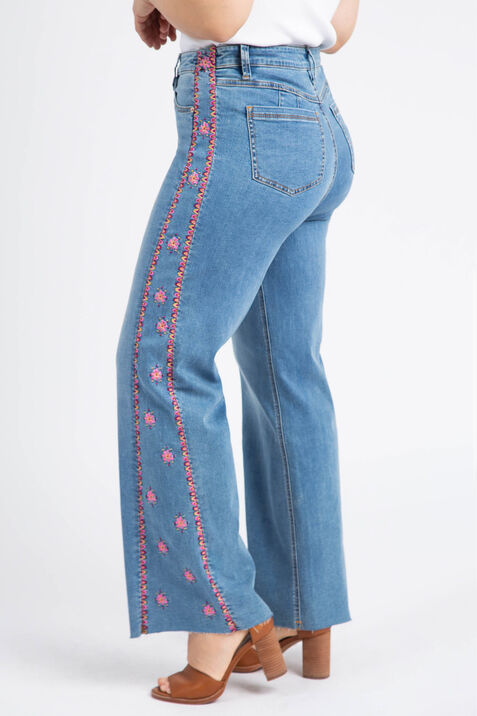 Embroidered Wide Leg Jeans, Denim, original