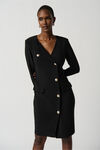 Knee Length Silky Knit Blazer Dress, Black, original image number 0