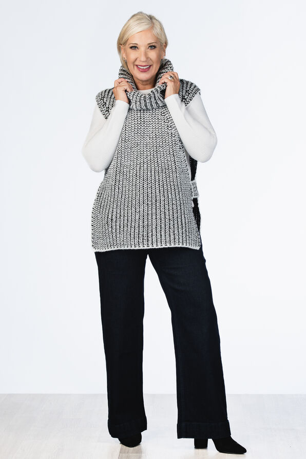Turtleneck Sweater Vest  , Black, original image number 2
