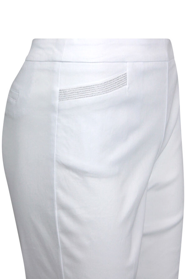Tummy Control Capri Pant with Metallic Stripes, White, original image number 3