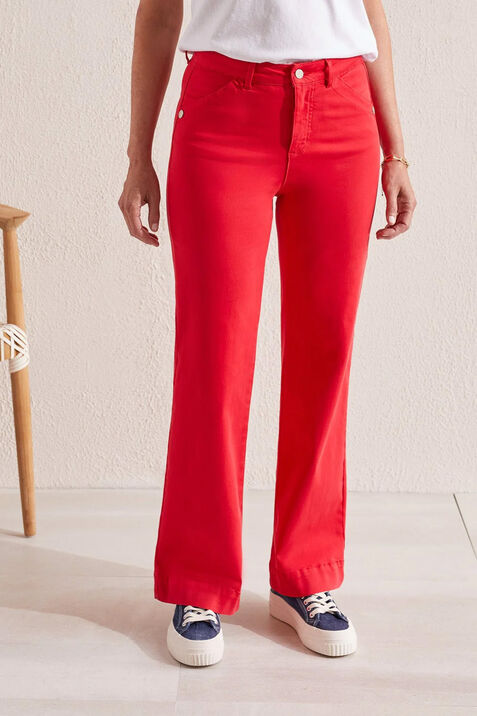 Front Fly Wide-Leg Pant, Red, original