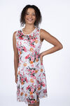 Sleeveless Floral Lace Dress, White, original image number 1