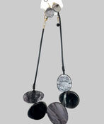 Greyish Black Marble Necklace Jewelry Set, Grey, original image number 0