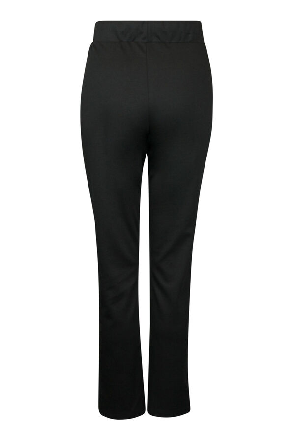 Front Seam Pants with Elastic Drawstring Waist, Black, original image number 1
