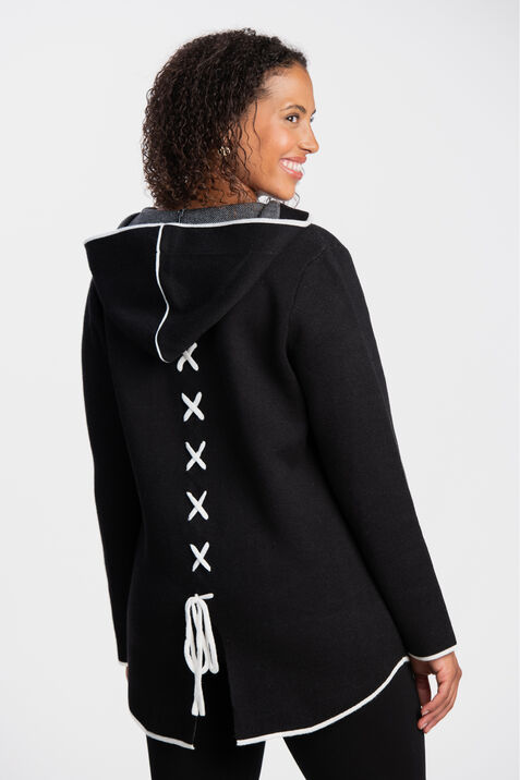 Soft Knit Contrast Trim Jacket , Black, original
