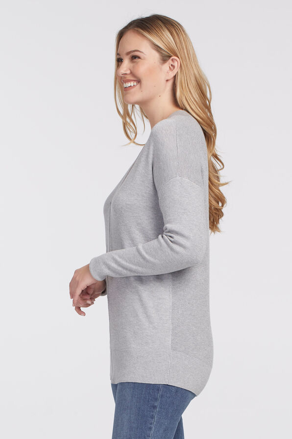 Jersey V Sweater, Grey, original image number 1