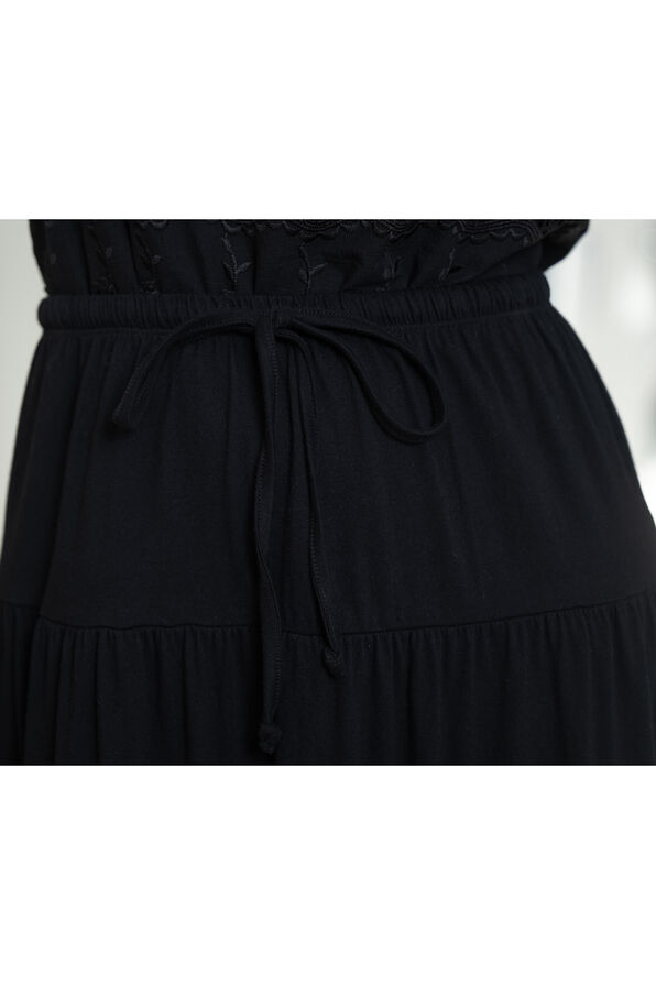 100% Cotton Tiered Maxi Skirt, Black, original image number 3