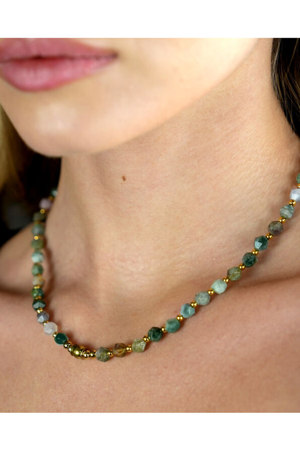 JULIETA India Agate Stones & Gold Necklace, Green, original image number 4