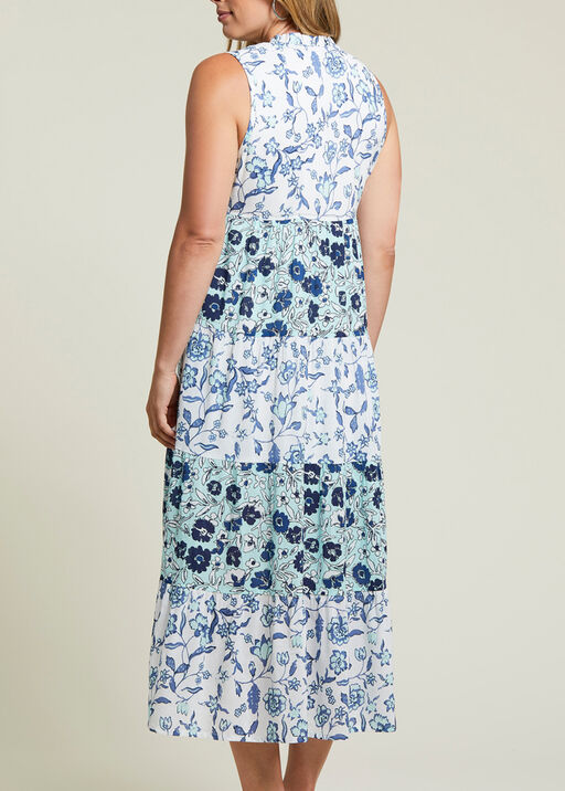 Flowy Floral Print Maxi Dress, Blue, original