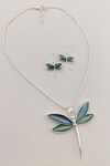 Serene Dragonfly Necklace and Earrings Set, Blue, original image number 0