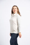 Quilted Cowl Neck Sweater, Beige, original image number 2