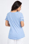 Knotted Sleeve Striped T-Shirt , Blue, original image number 3