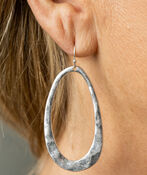 Long Oval Dangle Earring, Silver, original image number 0