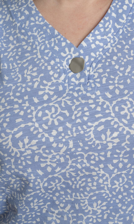 Sleeveless V-Neck Top w/ Button, Blue, original