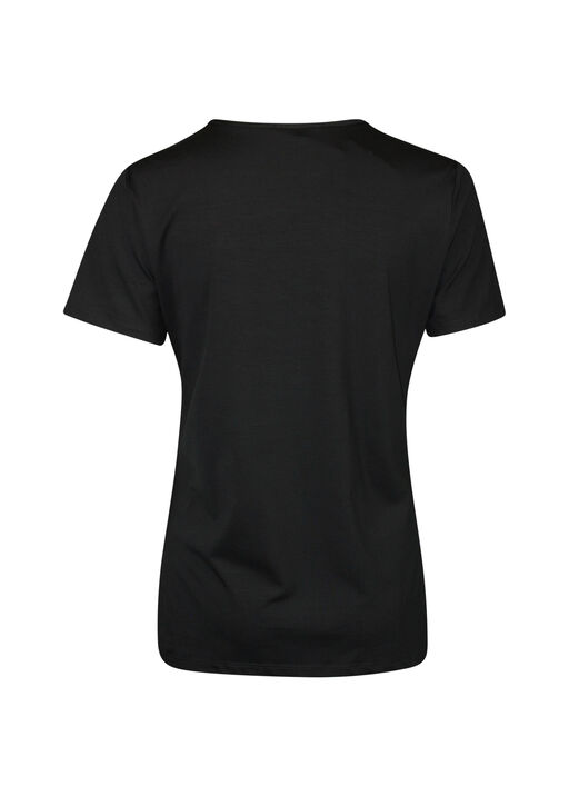 V-Neck T-Shirt with 3 Button Accent, Black, original