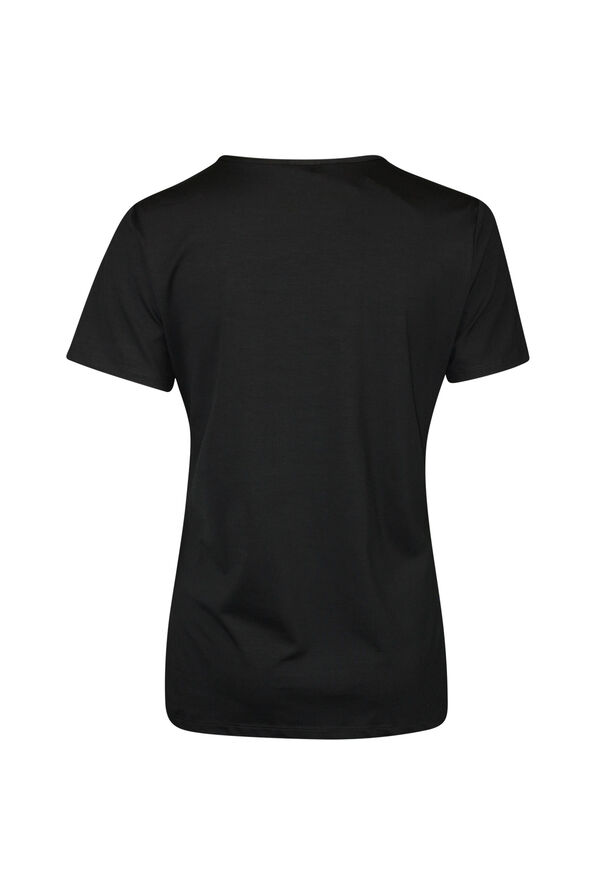 V-Neck T-Shirt with 3 Button Accent, Black, original image number 1