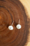 Faux-Pearl Stud Earrings, White, original image number 1