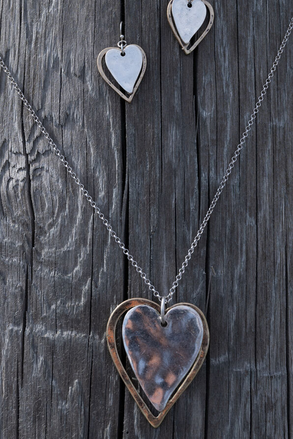 Two Hearts Short Necklace Set, Gold, original image number 0