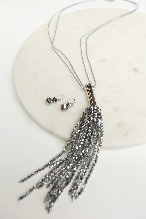 Long Sparkle Necklace Set , Silver, original image number 1