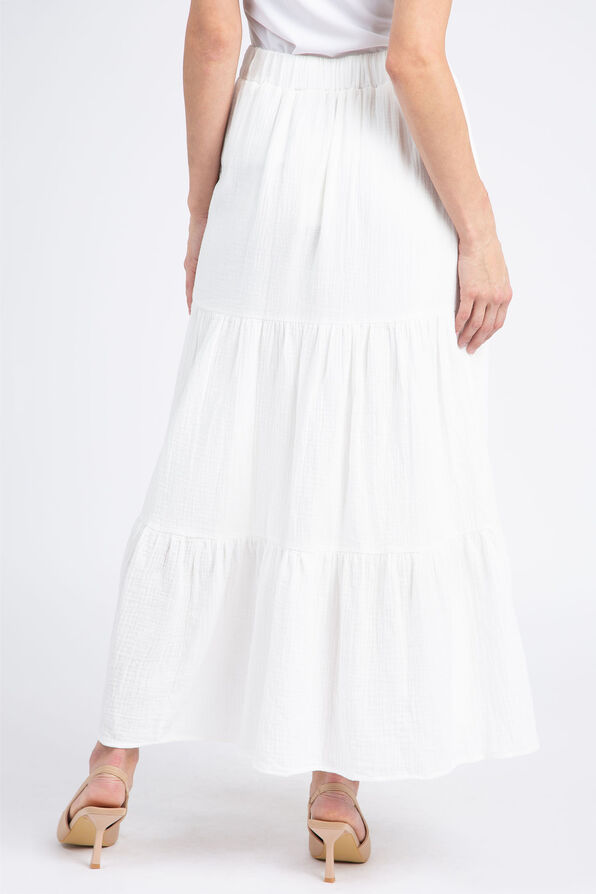 Cotton Gauze Tiered Maxi Skirt, White, original image number 2