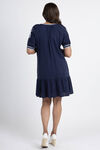 Notch Neck Embroidered Dress, Navy, original image number 2