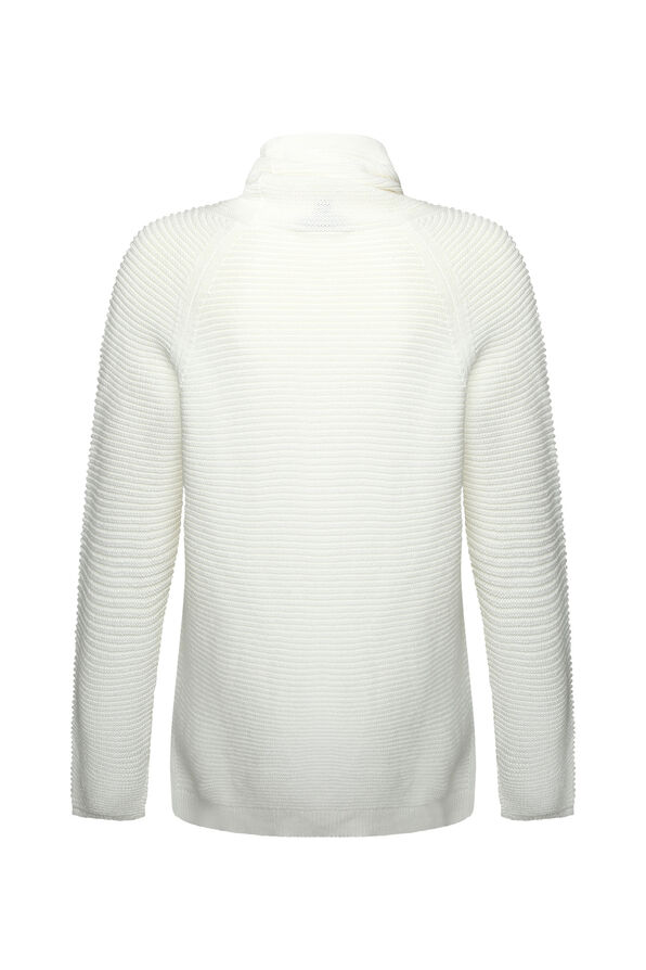 Ali Ribbed Knit Sweater with Cowl Neck, Cream, original image number 1