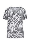 Zebra Print V-Neck T-Shirt, Black, original image number 0