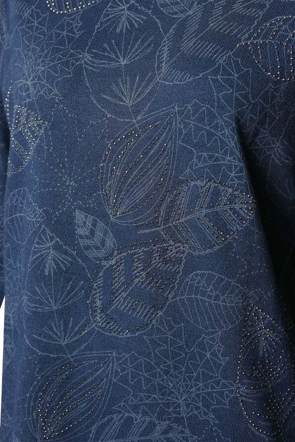Studded Leaf Sweater, Navy, original image number 2