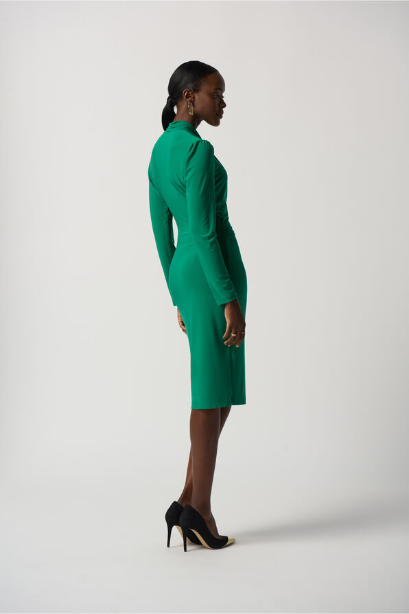 Long Sleeve Wrap Dress, Emerald, original image number 1