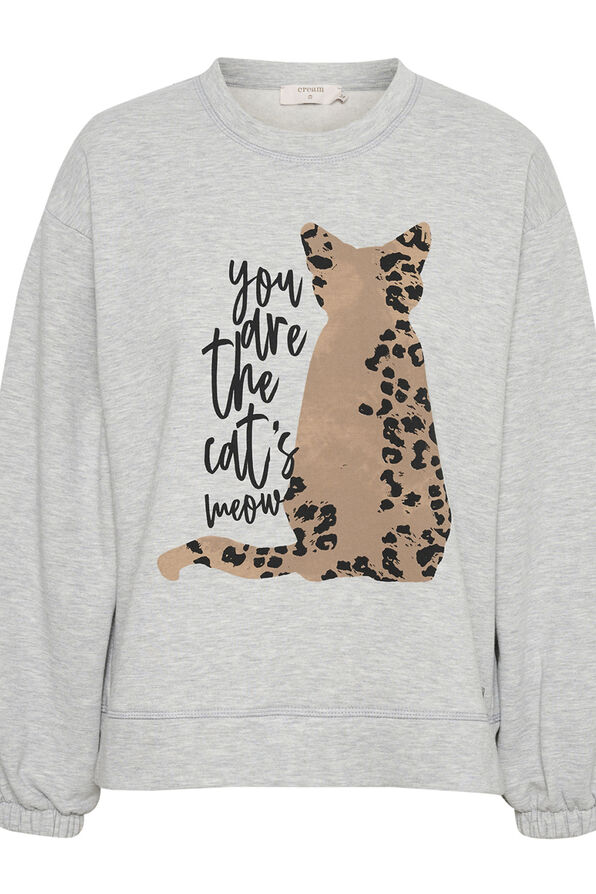 Cat Meow Fleece Sweatshirt, Grey, original image number 0
