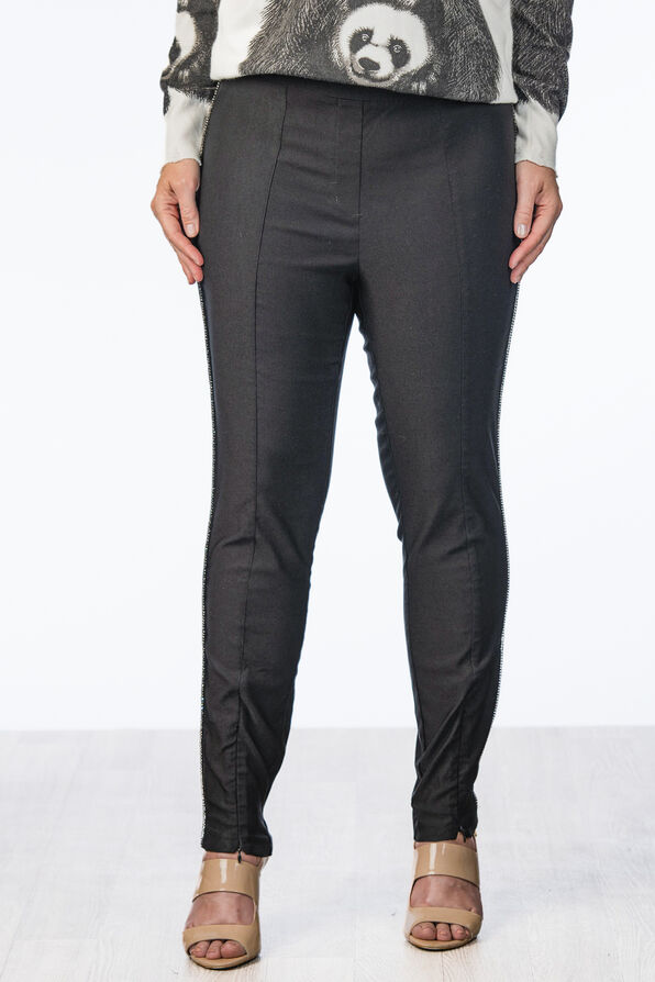 Front-Slit Front-Lined Pants, Black, original image number 3