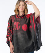 Red Rounds 3-In-1 Cowl Poncho Shirt, Red, original image number 0