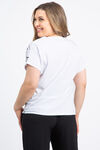 Drawstring Hem Rhinestone T-Shirt, White, original image number 3