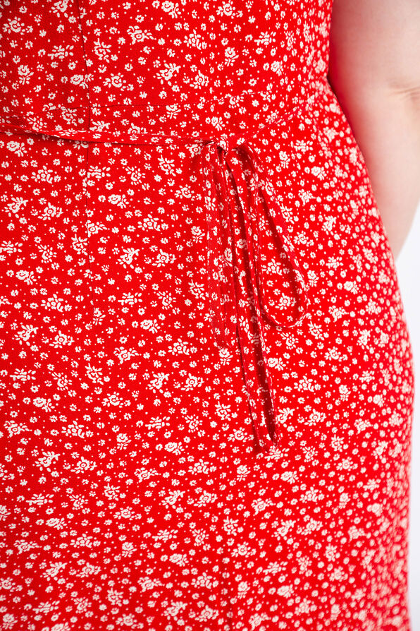 Sleeveless Maxi Dress w/ Floral Print, Red, original image number 3