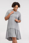 Short Sleeve T-Shirt Dress with Ruffle Hi-Lo Hem, Grey, original image number 1