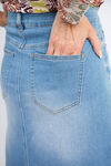 Long Denim Skirt w/ Front Slit, Denim, original image number 2