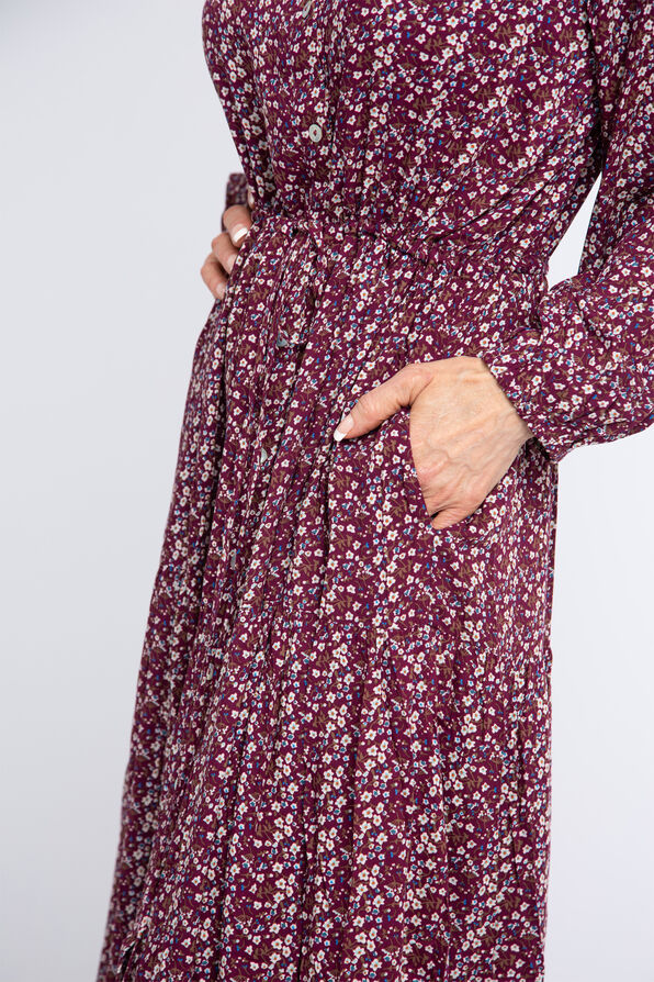 Long Sleeve Button-Up Maxi Dress , Plum, original image number 4